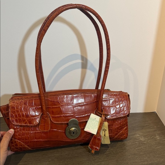 Vintage Michael Rome Designs Croc Embossed flab Bag made in Italy - Picture 1 of 9